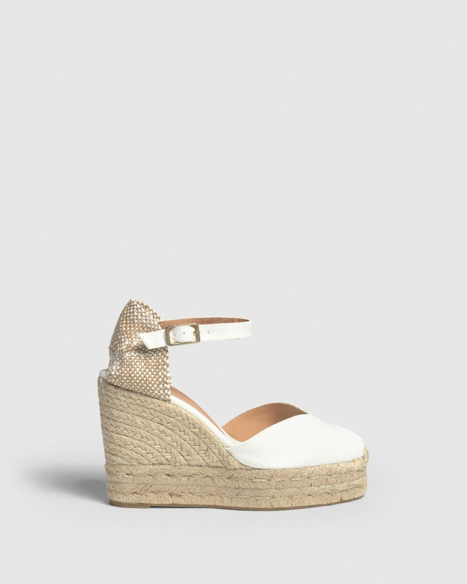 WHITE CLOSED TOE WEDGES CHIARITA MADE WITH CANVAS WITH 11 HEIGH | CASTAÑER